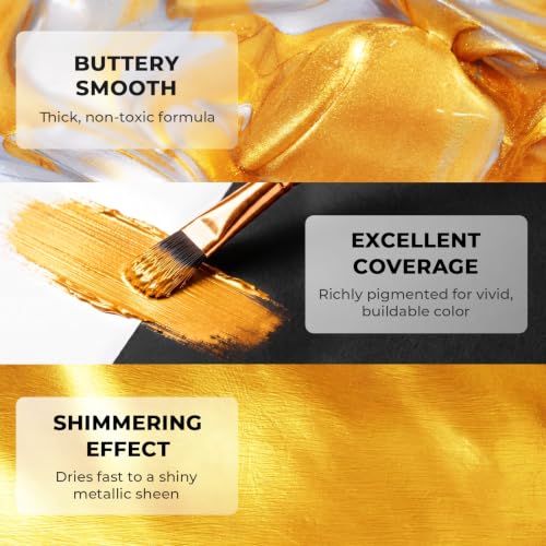 Image of Nicpro Metallic Gold Acrylic Paint, 8.45oz /250ml Large Gold Leaf Paint