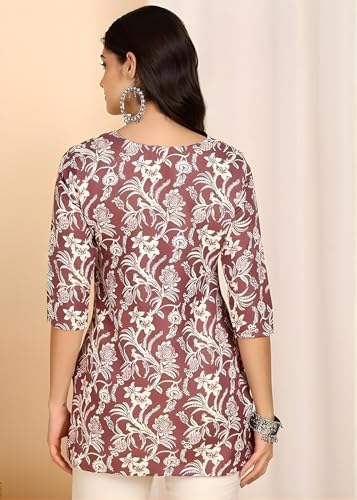 Image of Women's Short Kurti in TopsTunic Rayon Cotton Blend | Ladies Ethnic Tunic