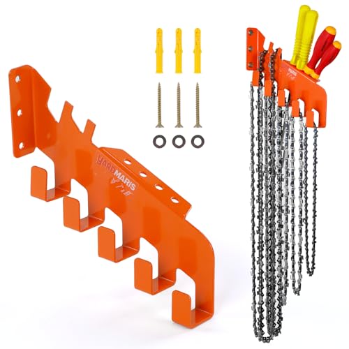 YARDMARIS Chainsaw Chain Hanger Chainsaw Chain Wall Mount with 5 Hooks