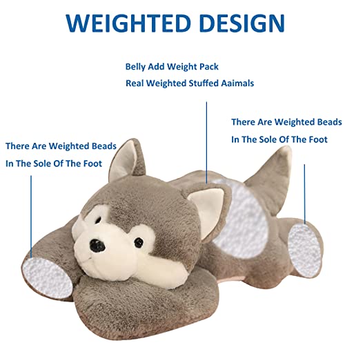 Hronsa Weighted Stuffed Animals, 19.7In 3.3Lbs Weighted Husky Stuffed Animal Toy Cute Husky Plush Pillow For Adults Boys Girls #TOP1