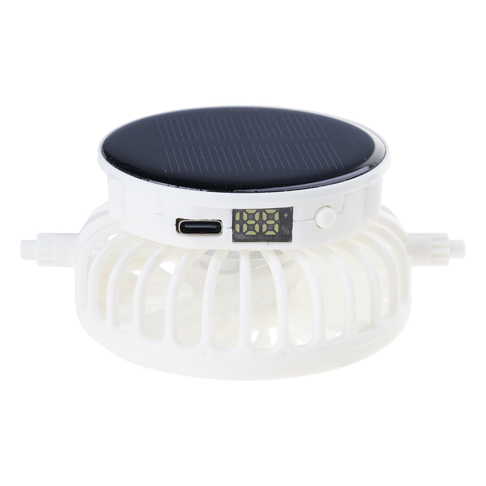 NRVTRE Solar Round Desk Fan USB Charging 1000mAh Quiet Operations Fan Small USB Solar Camping for Indoor Outdoor Use Portable