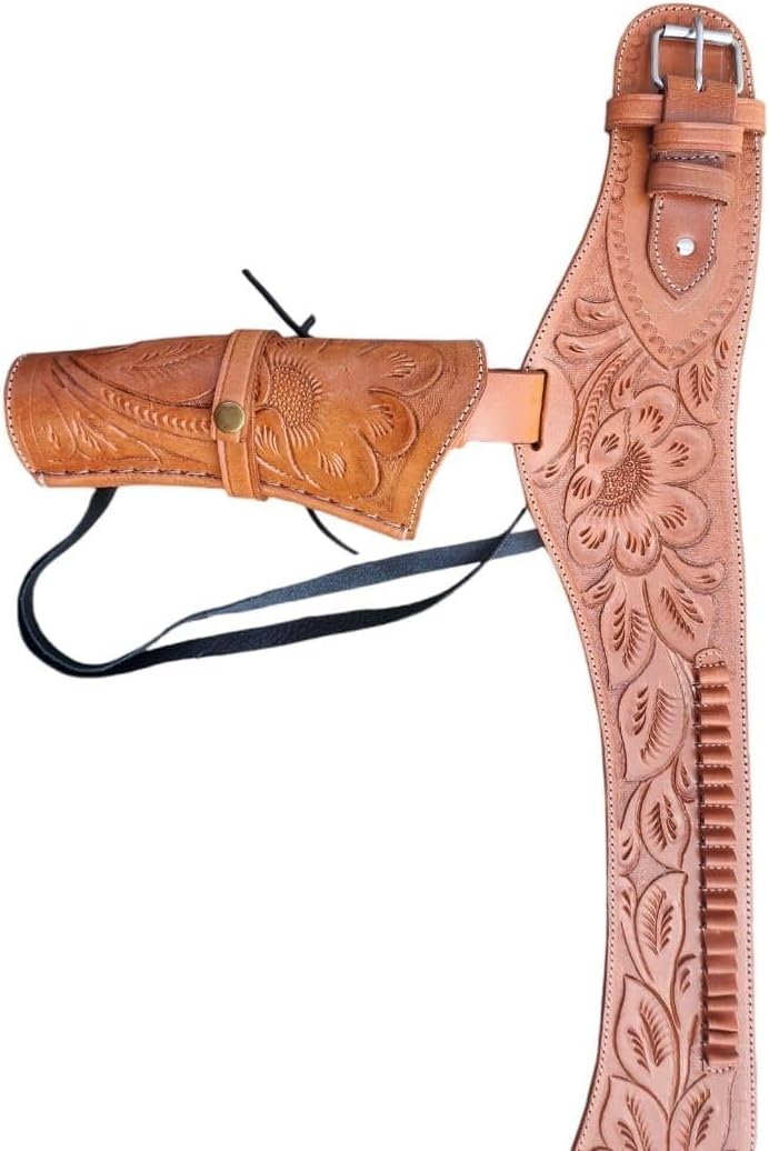 HIERLOOM LEATHERWORKS Full Grain Leather Western Dual Holsterr – Heritage Rough Rider & .38/.357 Revolvers – Cowboy Gun Belt & Holster for Men – 357 Magnum Holster