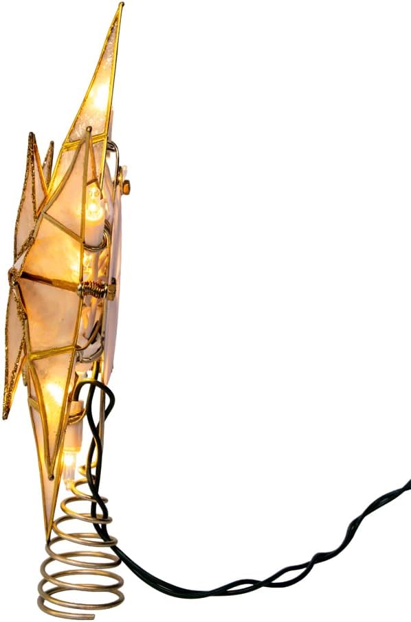 Kurt Adler 10L 6-Point Gold Glittered Capiz Star Treetop