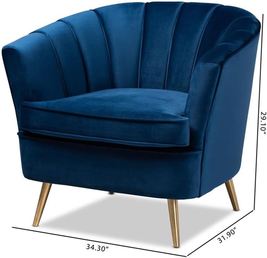 Baxton Studio Emeline Navy Blue Velvet Accent Chair