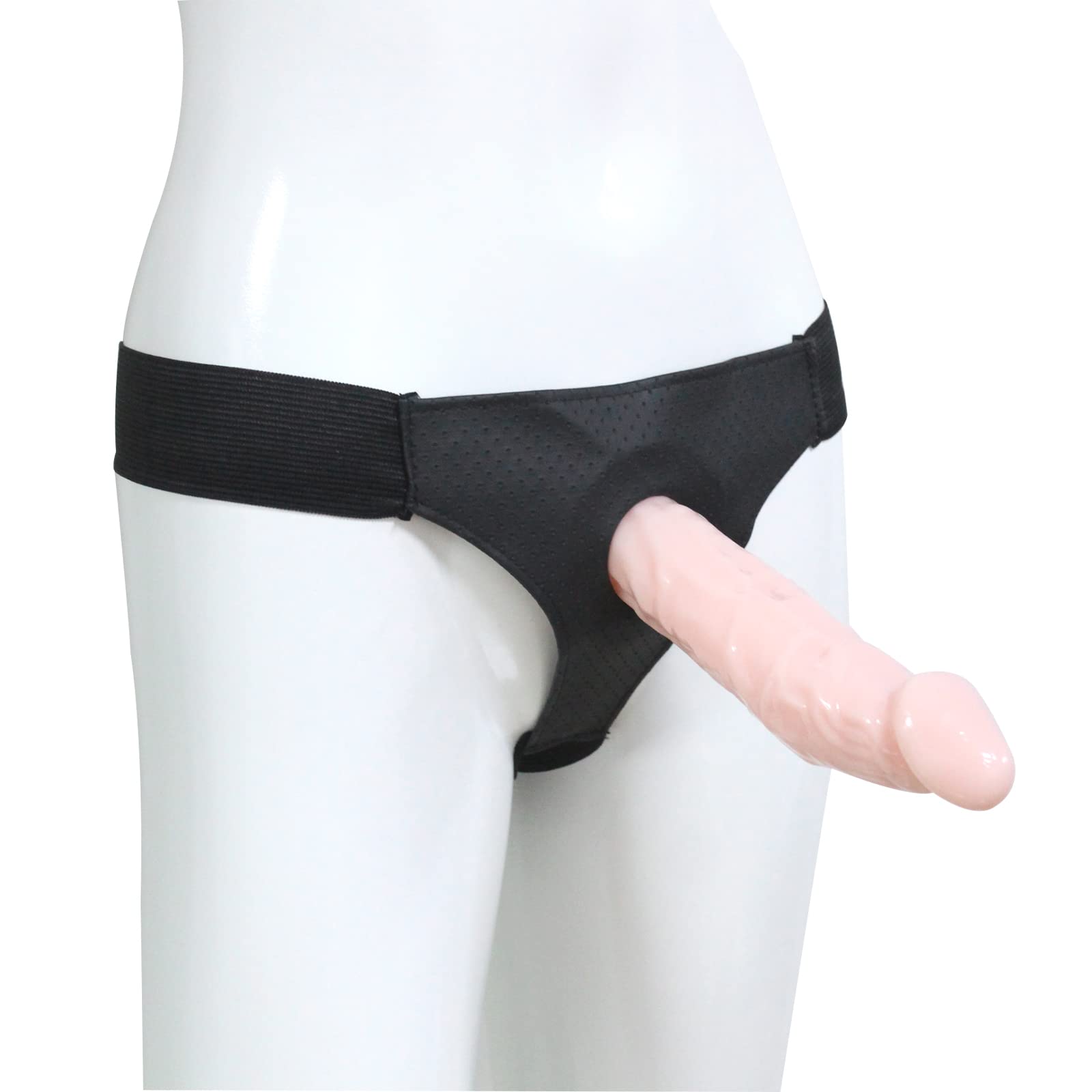 BDSMJOY Dildo con cinturino cavo, Dildo con cinturino Guaine per, Perizoma regolabile con dildo cavo, Estensore per pene per uomo, Masturbatore per giochi di ruolo con replica del pene (M)