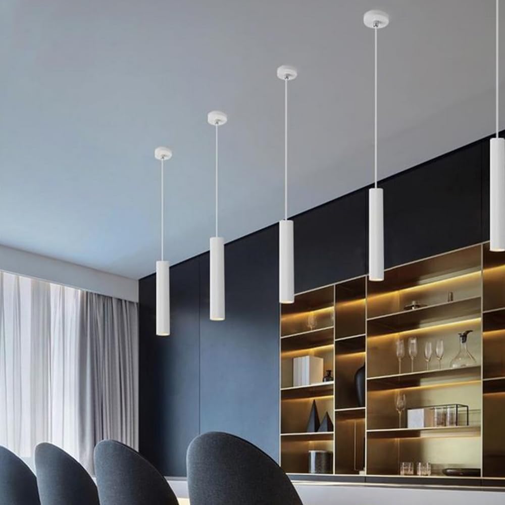2 Pezzi Lampada a sospensione LED Lampadario Moderno Design Minimalista Lampada da soffitto LED Bianco Plafoniera Alluminio per Sala da pranzo Camera da letto Soggiorno Ristorante