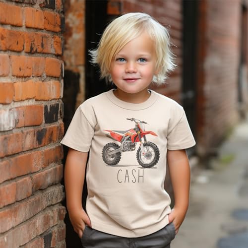 Personalized Red Dirt Bike Toddler Shirt - Custom Motorcycle Kids Name Tee - Boy Toddler Youth Kids Clothing3