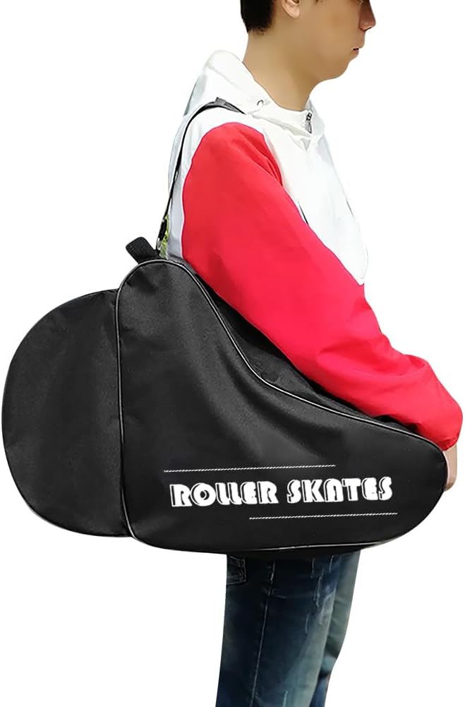 Roller Skate Bag Ice/Inline Skate & Helmet Carry Bag for Children Kids Skates Rollerblade Storage Bag Thickened Waterproof Oxford Large Capacity Roller Skates Storage Bag Shoulder Bag Handbag Black