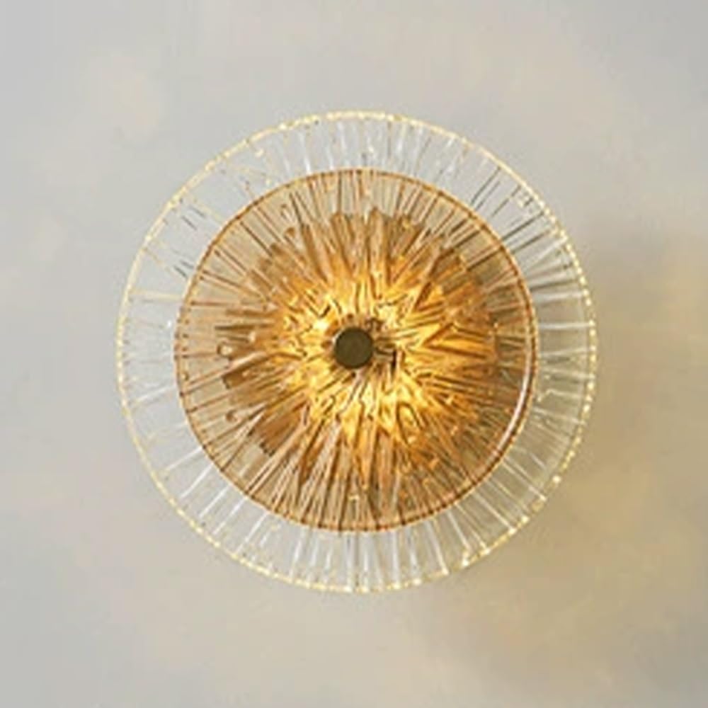 SXWNBIFH Background Wall Decorative Lamp Art Deco Double-Layer Glass Wall Sconce 3W LED 3000K Ambient Lighting Gold Metal Wall Lamp for Restaurant Staircase Hallways Bathrooms