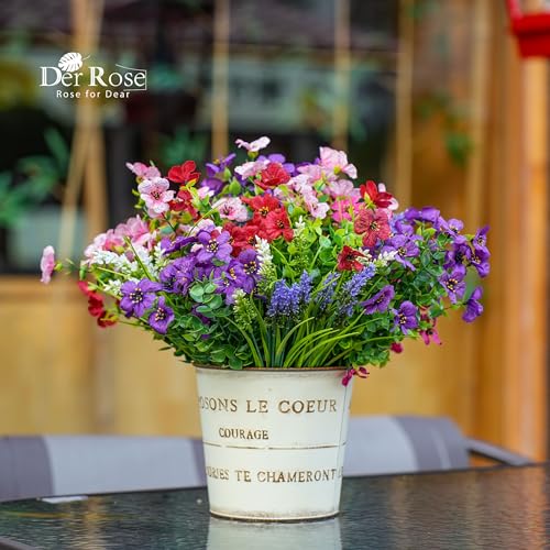 Der Rose 12 Bundles Artificial Flowers for Outdoors, UV Resistant Fake Flowers for Garden Porch Window Box Patio Wedding Home Decor image 4