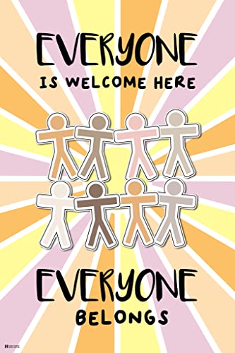 Image of Everyone Is Welcome Here Everyone Belongs Style Classroom Decor Educational Rules Teacher Supplies School Decor Teaching Toddler Kids Elementary Cool Wall Art Print Poster 12x18