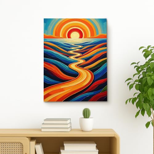 Lienzo de olas del atardecer para transformar tu salón con arte moderno 4