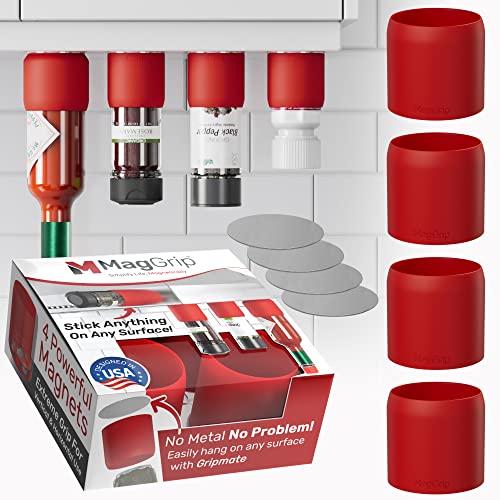 Magnetic Spice Jars Grip, RV Camper Kitchen Organization, Organization Must-Haves, Camper Must Haves, RV Kitchen Accessories, Motorhome Accessories, Tiny Home Kitchen Gadgets Space Saving 4pk Red