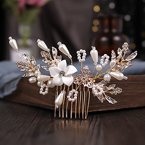 Accesorios para el cabello de boda con flores de cristal y enredaderas de perlas 3