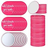 Hoolerry 24 Pcs Pink Inspirational Compact Mirror Bulk 2.8 Inch Small Round Makeup Purse Pocket Portable Travel Mirror for Graduation Teacher Nurse Employee Appreciation Gifts