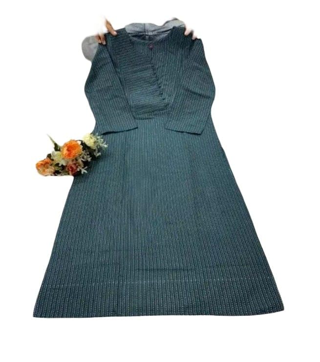 Women Designer Katha Cotton Kurti with Stylish Stitching Pattern (Only Kurti)