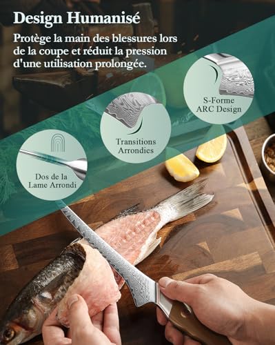 Couteau à poisson Damas HEZHEN pour sublimer vos repas - 5