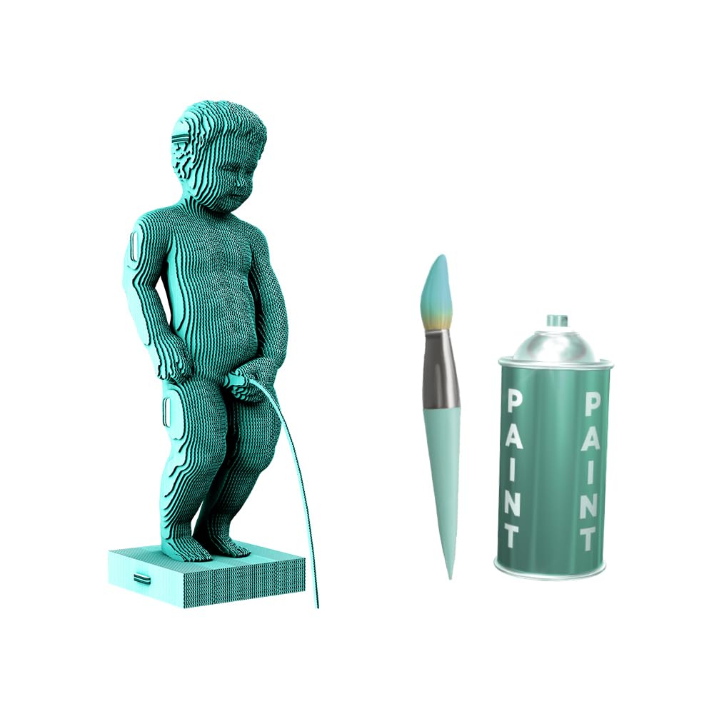 Manneken Pis Puzzle 3D en Carton – Maquette à Monter | 161 Pièces, 30 × 13 × 10 cm – Kit Sculpture DIY à Peindre, Matériaux Recyclés, Ados & Adultes, Idée Cadeau Déco
