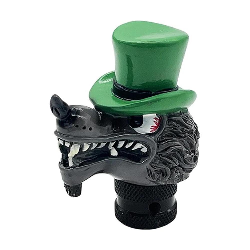 HYASDBWE Wolf Head Styling Shift Knob Car Accessories Decoration Car Manual Gear Stick Shifter Lever Knob Universal Gear Shifter Parts(Green)