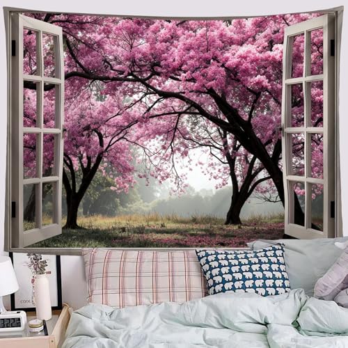 Tapisserie murale décoration salon chambre tenture rose 150x130cm - 4