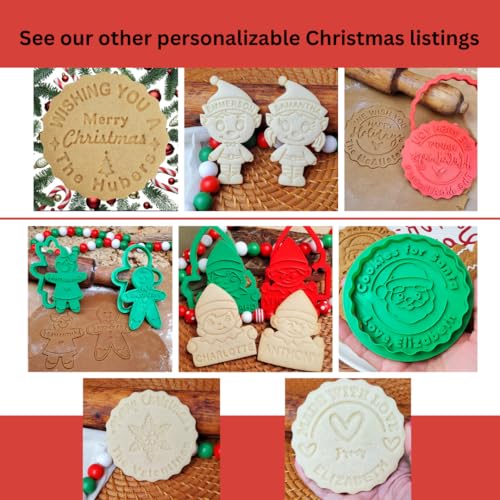 image for Generic Personalized Custom Happy Holidays Cookie Cutter Stamp With Yo