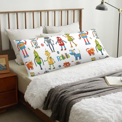 Housse de coussin rectangulaire lavable motif robot mignon grand format - 8