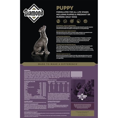 Diamond Premium Puppy is a Complete and Balanced Dry Dog Food Formula with High Quality Protein, Probiotics, and Healthy Fat That Provide High Nutritional Value in Growing Puppies 40lb