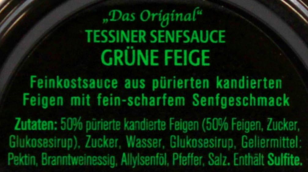 Wolfram Berge Tessinger Senfsauce Grüne Feige, 6er Pack (6 x 200ml)