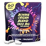 tzaxyan 1300MG Beef Organ Supplement for Women, 100% Grass Fed Beef Liver, Uterus, Ovary & 3 More, Bovine Organ Capsules for Supports Women's Overall, Endocrine Balance, Energy, Immunity, 60 Days