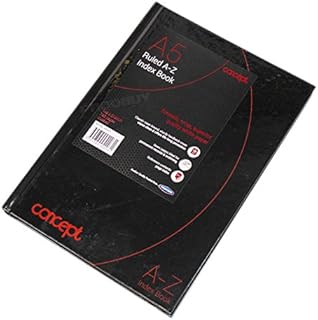 Concept A5 A-Z Tabbed Address Index Book Hardback Paper Black Notebook Organiser