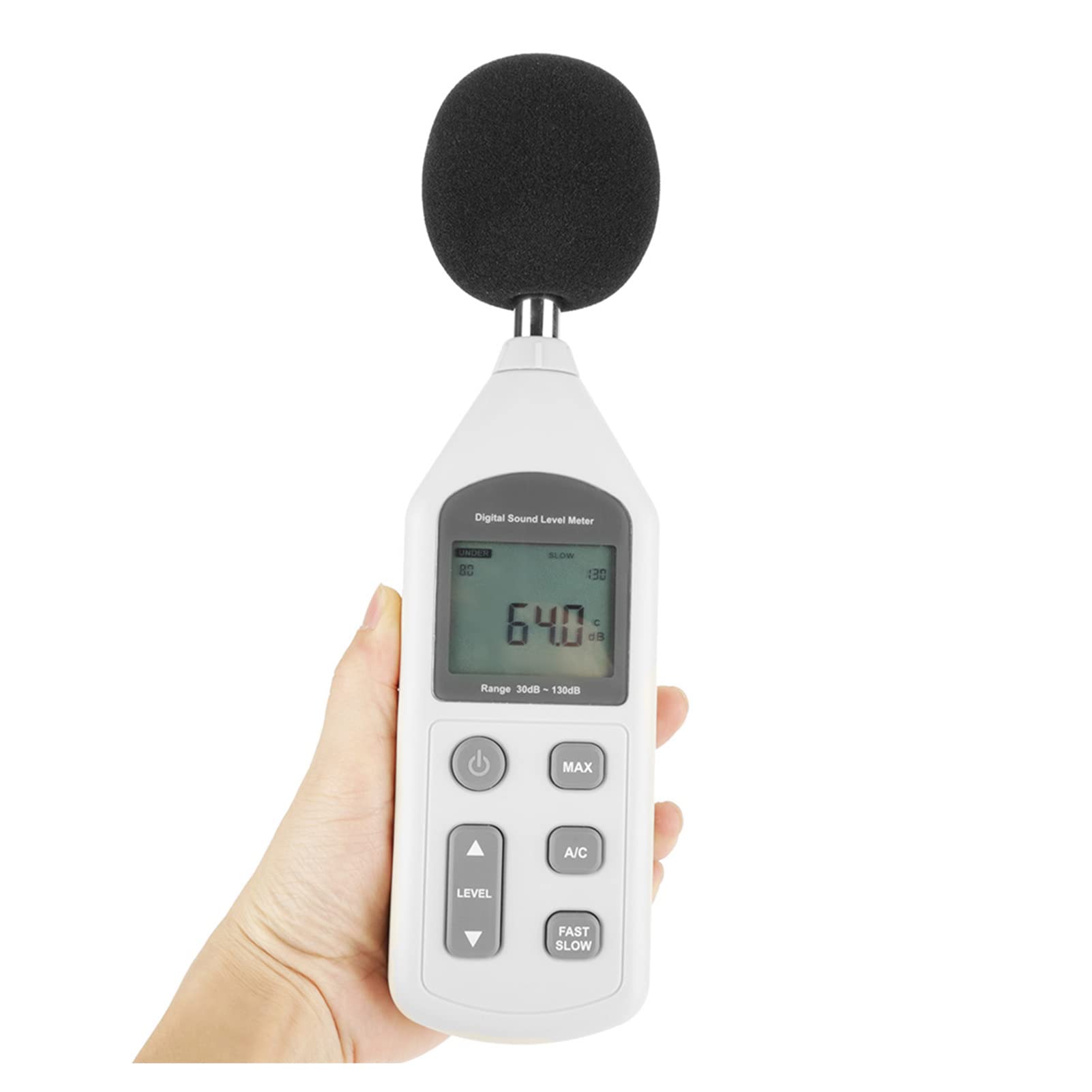 Fonometro Digitale, Fonometro con Sfera in Spugna, Display LCD, Campo di Misurazione 30-130dBA, per Hotel, Sale Conferenze, Fonometro, Fonometro, Analizzatore di Livello Sonoro