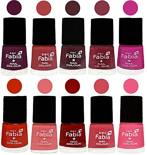 Image of ALL IN ONE (PACK OF 10), Long Lasting Glossy Nail Polish, 6 ml Each, All Vibrant Colours,02232