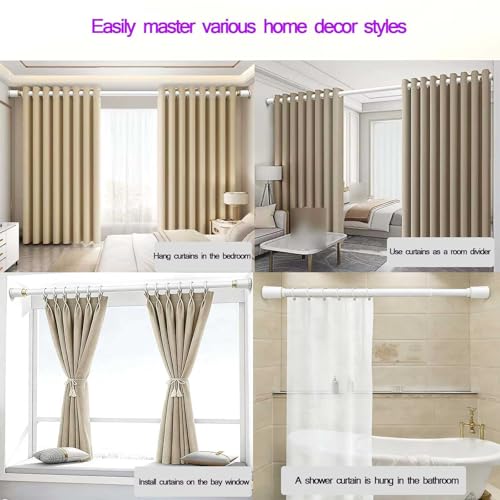 Barra de cortina de ducha extensible sin taladrar, barra de tensión ajustable para armario de baño y puerta (3,4-4,60 m) - Diseño de fácil instalación