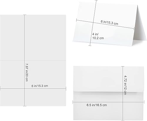 Miniatura 6 de VANRA Tarjetas de felicitación blancas en blanco con sobres de 4 x 6 pulgadas, paquete de 100 cartulina blanca con sobres A6 autosellados a granel