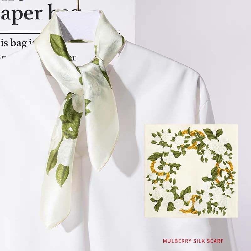 Image of ANDANTINO 100% Mulberry Silk Scarf -21 inch Square Neckerchief with Gift Packed