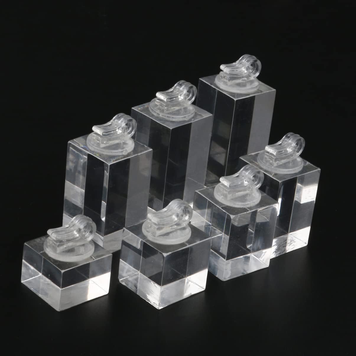 Holibanna Acrylic Ring Display Racks Holder: 7pcs Acrylic Cube Jewelry Ring Stand Jewel Trinket Holder Transparent Jewelry Organizer for Girls Ladies Women Valentine Day Souvenir - Image 4