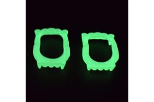 2Pcs Glow in the Dark Vampire Teeth for Kids, Green Plastic Fake...