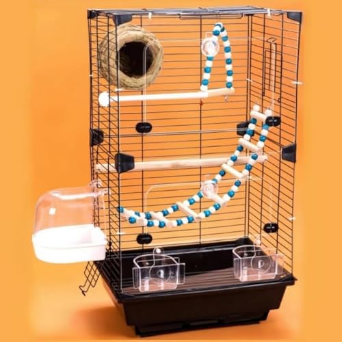 KOKUMON 大型鳥かご 高級ケージ 鳥小屋 ローリングスタンド付き 取り外しトレイ付き セキセイインコ オウム オカメインコ 中型鳥用