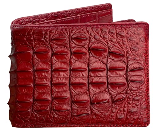 Image of HATA Red Exotic Bifold Leather Wallet for Men, RFID Blocking Wallet
