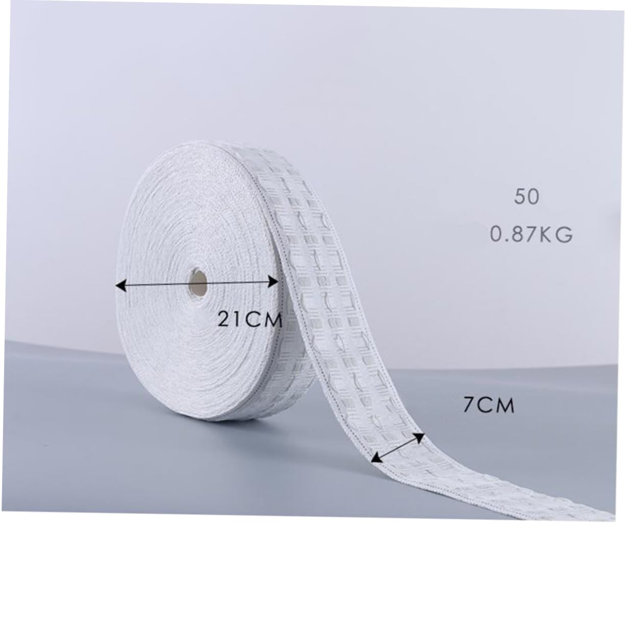 Gardinenband 50m aus Polyester Baumwolle, Weiß, für Faltenzüge
