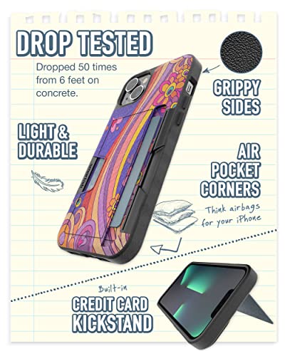 Image of Smartish iPhone 14 Plus Wallet Case - Wallet Slayer Vol. 2 [Slim + Protective] Credit Card Holder w /Kickstand - Drop Tested Hidden Card Slot Compatible w /Apple iPhone 14 Plus - Groovy, Baby