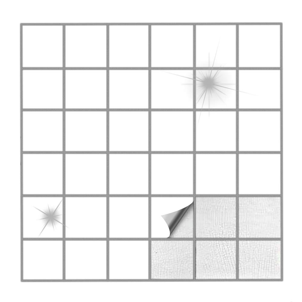 Kiwistar Tile Stickers White Glossy 2,2 x 2,2 cm - 50 Pieces - Adhesive Tiles - Tile Pattern - Sticker Tiles - Glue Over The Wall Tiles