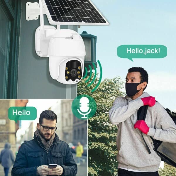Trade Shop - Telecamera Esterna Full HD 1080p 5.0mp Ptz Wireless con Pannello Solare WiFi