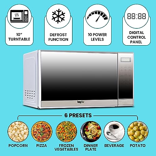 Total Chef Koolatron 1.7 Cu Ft Compact Fridge + 700W Microwave Combo: Includes White Flat Back Countertop Fridge/Freezer + Total Chef 0.7 Cu Ft Stainless Steel Touch Control Microwave thumb #3