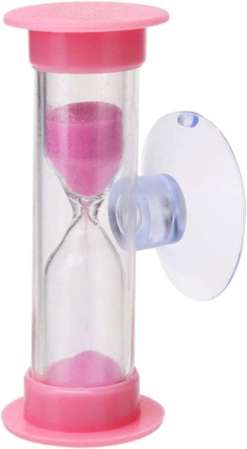 Pink Hourglass Sand Timer 2-Minute with Suction Cup, Unbreakable Plastic Sand Clock for Toothbrushing, Cooking, Games, Classroom, Kitchen Tools and Gadgets