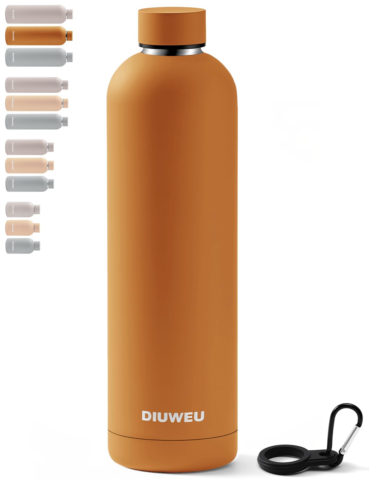 Stainless Steel Water Bottle Double Wall, Insulated Metal Water Bottle with Clip, 350ml/500ml/750ml/1L, BPA Free, 24hrs Cold & 12hrs Hot, Suitable for Sports, Camping, Hiking, Cycling, Gym, Travel