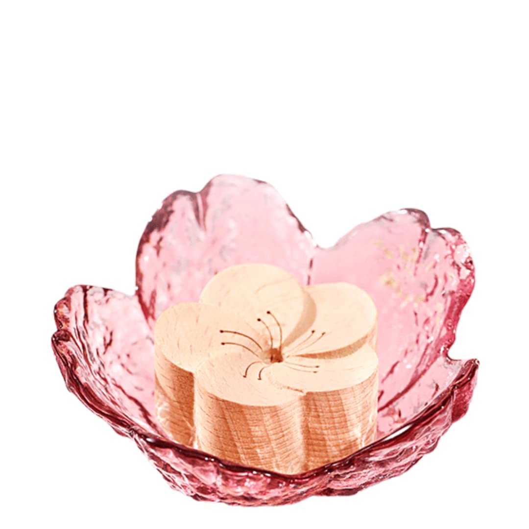 Set diffusore in legno e ciotola per oli seential pietra giapponese pietra Sakura ciotola aromaterapia meditazione passtiva (colore: rosa Sakura) (rosa Sakura senza bordo oro)