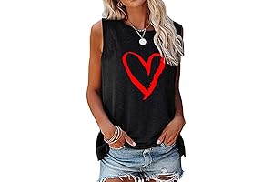 Casual Sleeveless V-Neck Graphic Basic Valentine's Day Tank Top