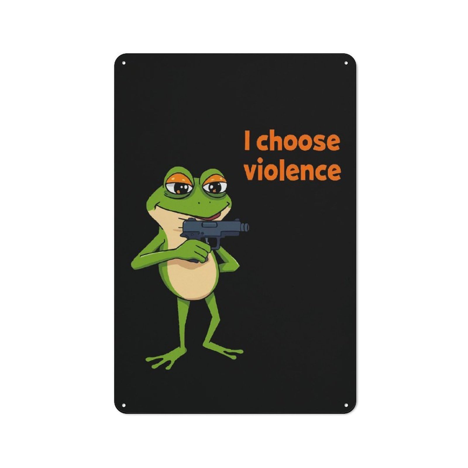 Junmoney Frog With Gun Vintage Metal Sign 30X20cm For Bar Or Restaurant, For Vintage Wall Decor Fans, For Living Room And Hallway Decor