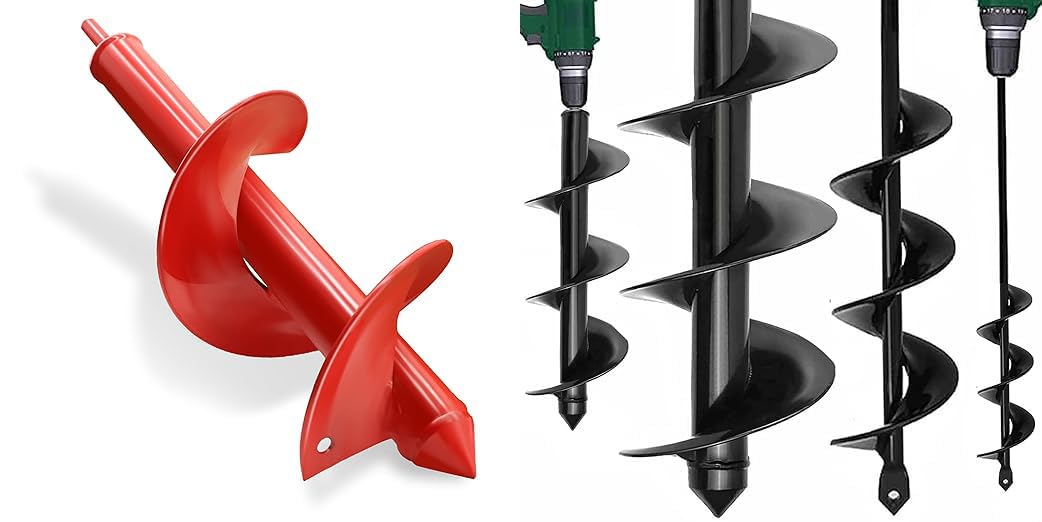 TCBWFY 4"x12" Auger Drill Bit for Planting Digging Holes,TCBWFY Garden Auger Drill Bit for Planting 3.5"x16"and 1.6"x16.5"Auger Drill Bit Plant Flower Bulb Auger Spiral Hole Drill